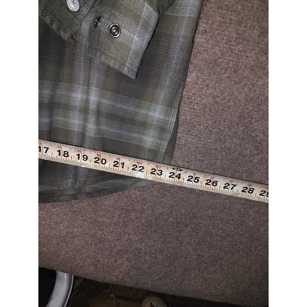 Carhartt Rugged Flex Mens XL Tall Relaxed Fit Plaid Flannel Shirt Olive Green - Picture 7 of 9